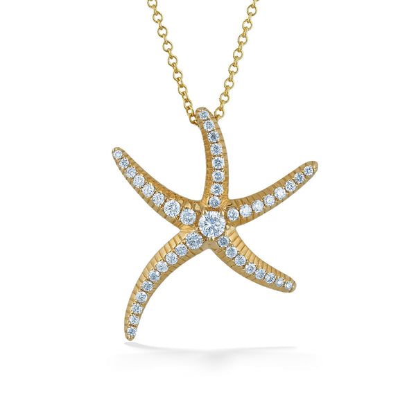 1/3 CT. T.W. Blue and White Diamond Starfish and Scallop Seashell Pendant  in Sterling Silver and 14K Rose Gold Plate | Zales